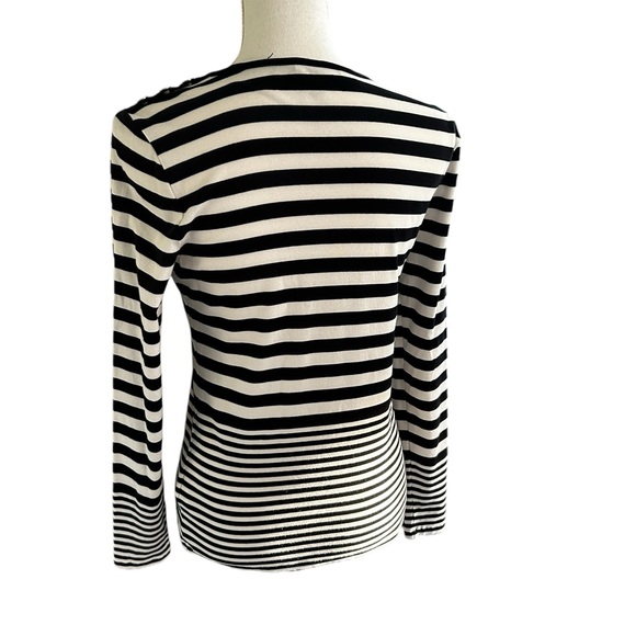 Lauren Ralph Lauren black & white striped long tee,cotton, size medium, … - Picture 2 of 11